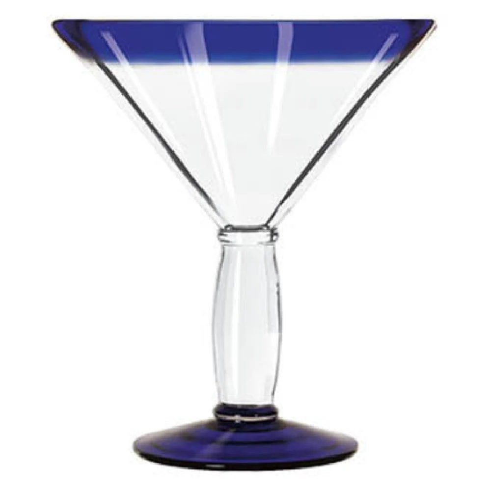 Libbey 92306 15 Oz Cocktail Glass with Cobalt Blue Rim Hand Blown Glass