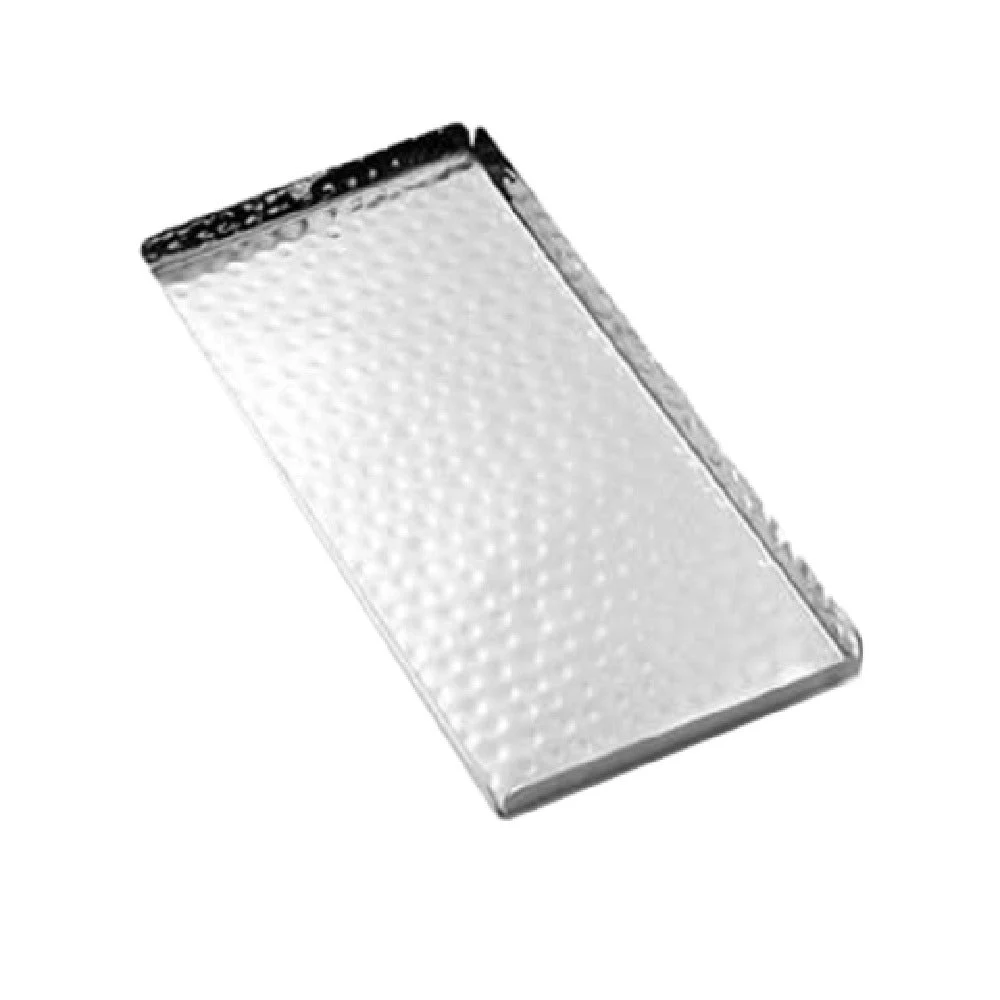 American Metalcraft HMST10 10 Inch Rectangular Serving Tray with Sides Stainless Steel Hammered Finish