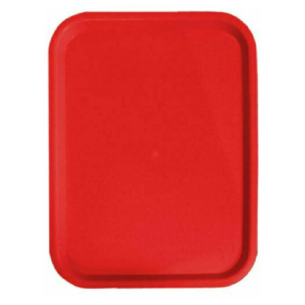 Omcan 80105 14 Inch Rectangular Tray Red Polypropylene Basket Weave Design
