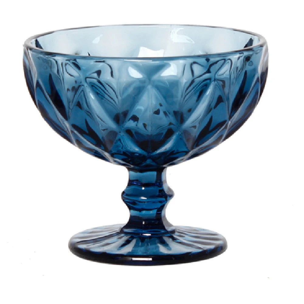 Hospitality Brands FG-876101-016 10 Oz Dessert Glass with Stem Textured Blue 16 Packs