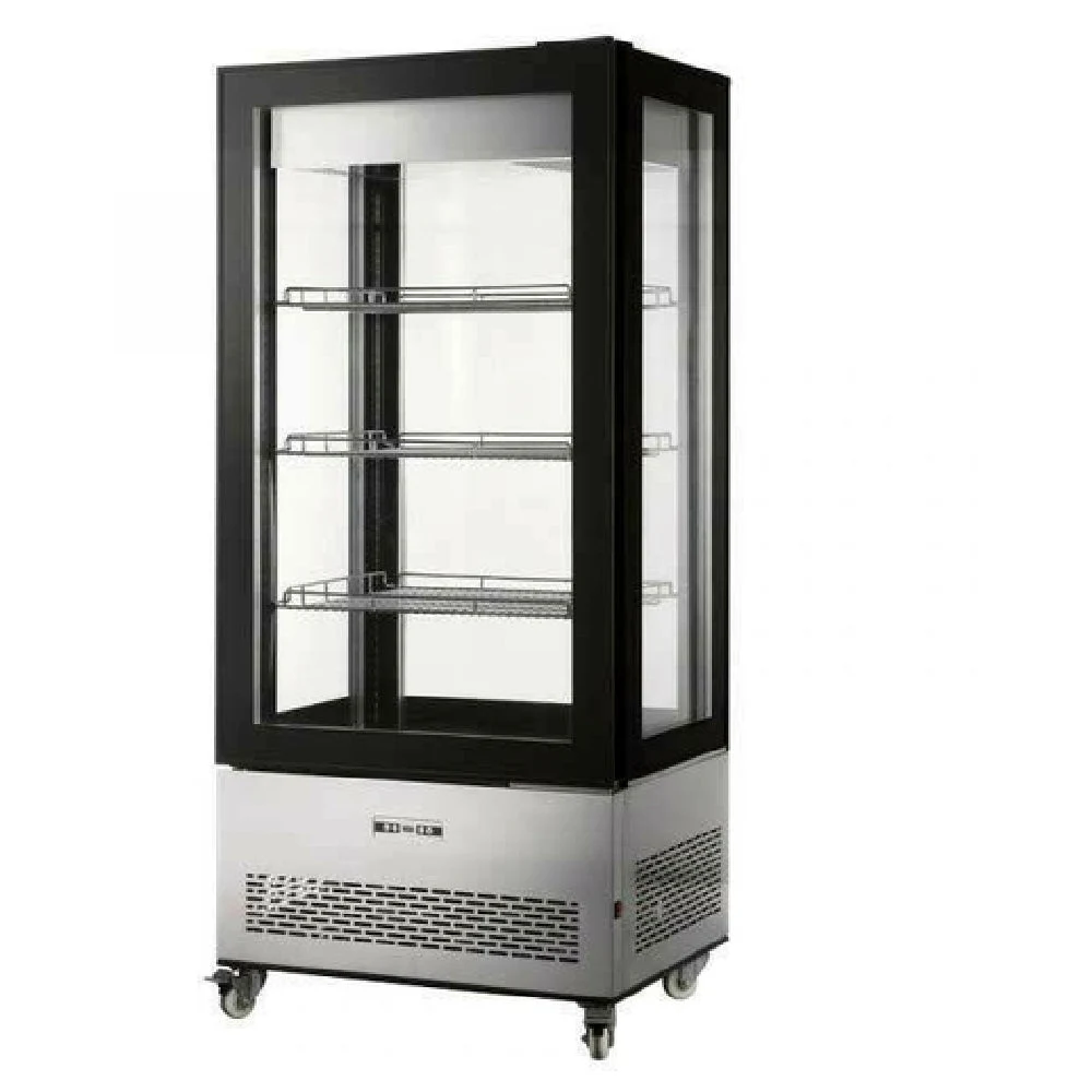 Omcan 44474 33 Inch Refrigerated Display Case Electric Floor Model Stainless Steel with LED Lighting