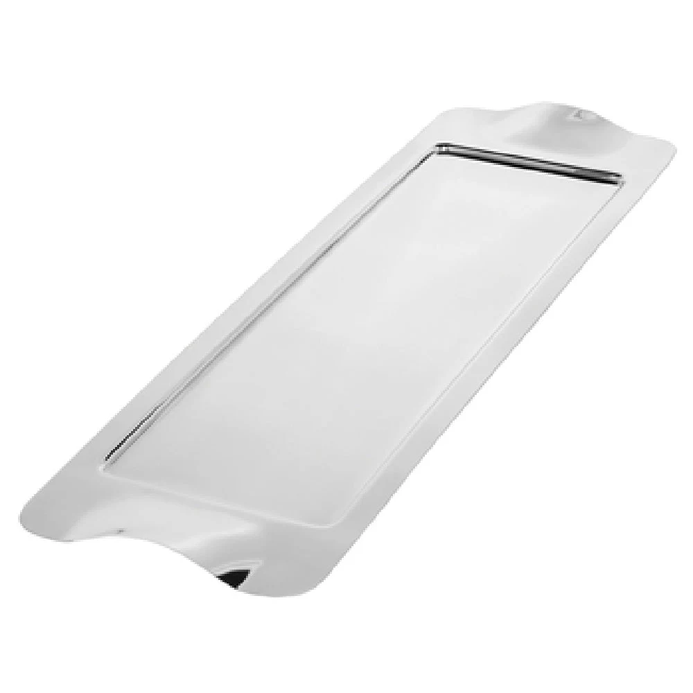 Service Ideas SM-41 20-1/2 Inch Rectangular Tray with Contoured Handles Stainless Steel