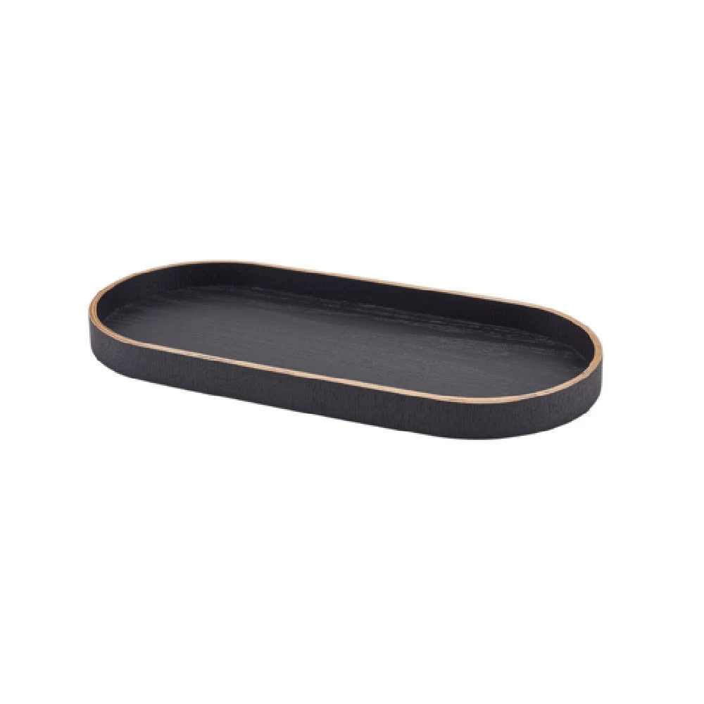 Steelite GWWVTV35BK Oval Tray Wood Veneer Black 13.75