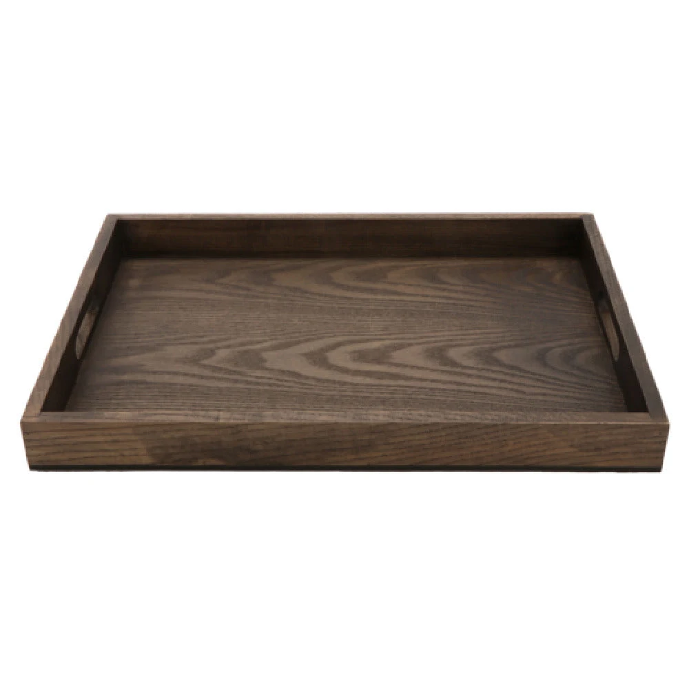 GET Enterprises WD-19-ASH 19-3/4 Inch Rectangular Serving Tray with Handles Wood Brown