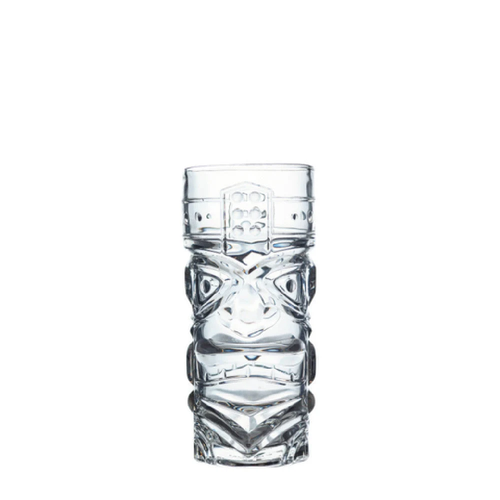 FGTIKI-024 15 Oz Embossed Tiki Glass Clear Premium Glass 24 Bundles