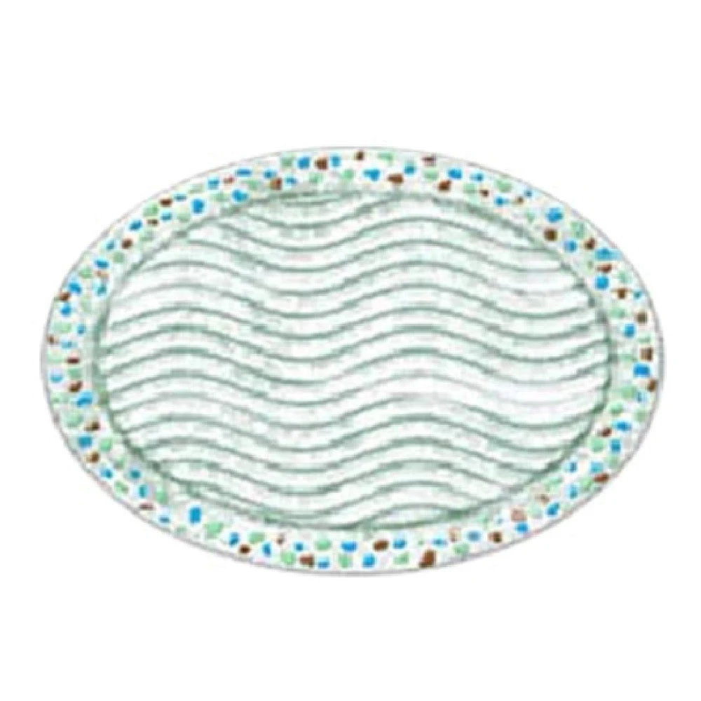 Bon Chef 100507 16 Inch Serving Tray Oval Glass with Pebbles Collection
