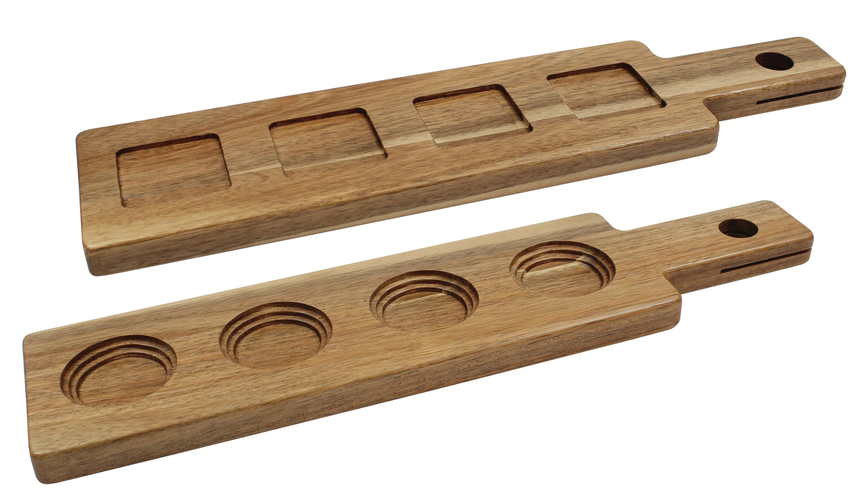 Tablecraft FLIGHT2 17 Inch Wood Paddle Flight with POS Card Slit Acacia