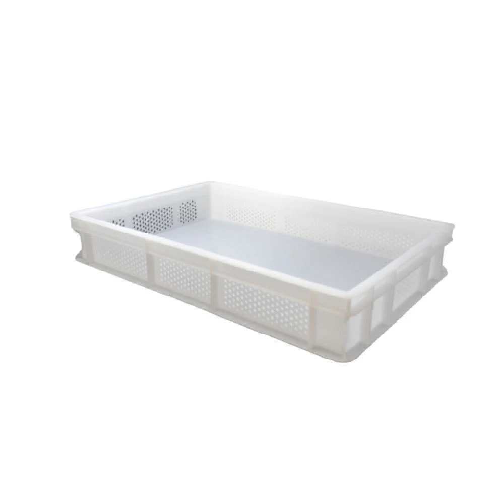 Omcan 81142 23.6 Inch Tray Solid Base and Perforated Sides Polypropylene White