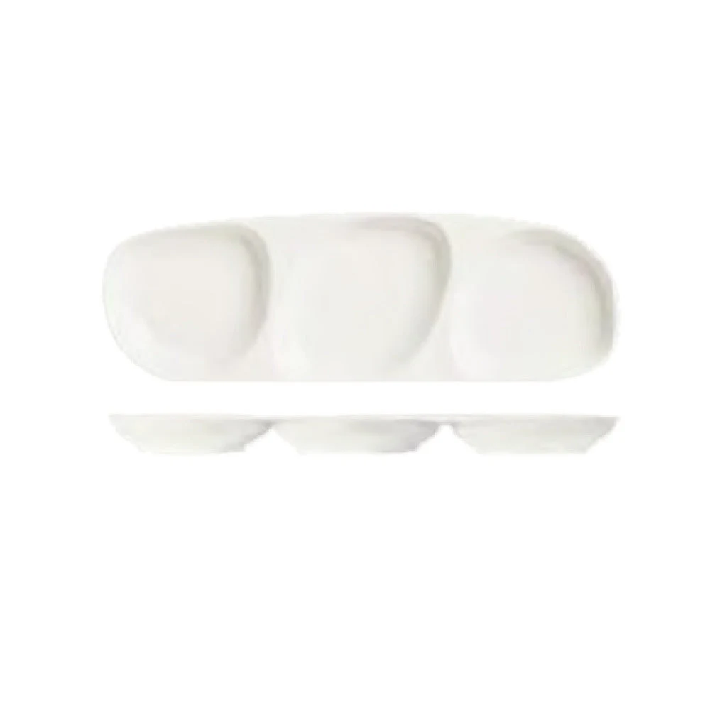 Libbey 905356914 13-1/2 Inch Oblong Tray White Porcelain 3 Compartments