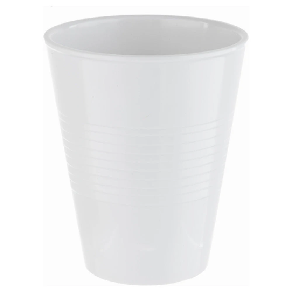 Tablecraft 123466 16 Oz Melamine Tumbler White Ribbed Medium Beverage Container