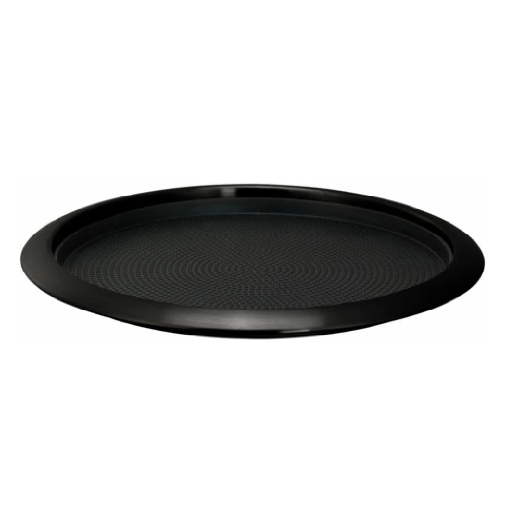 Service Ideas TR1412RIBX 13.75 Inch Round Non-Slip Tray Black Onyx Metallic Elements