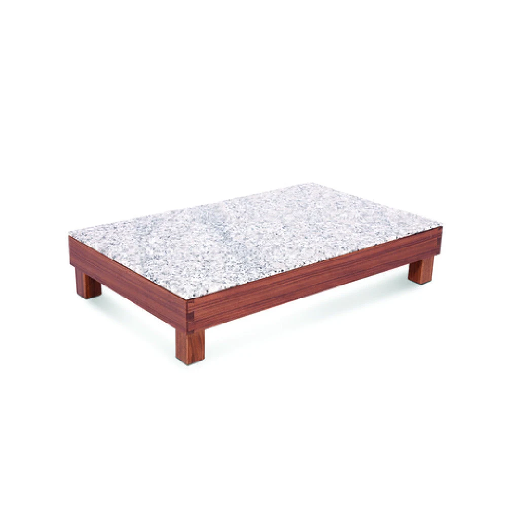 Service Ideas 15A01421 12.8 Inch Walnut and White Granite Buffet Tray