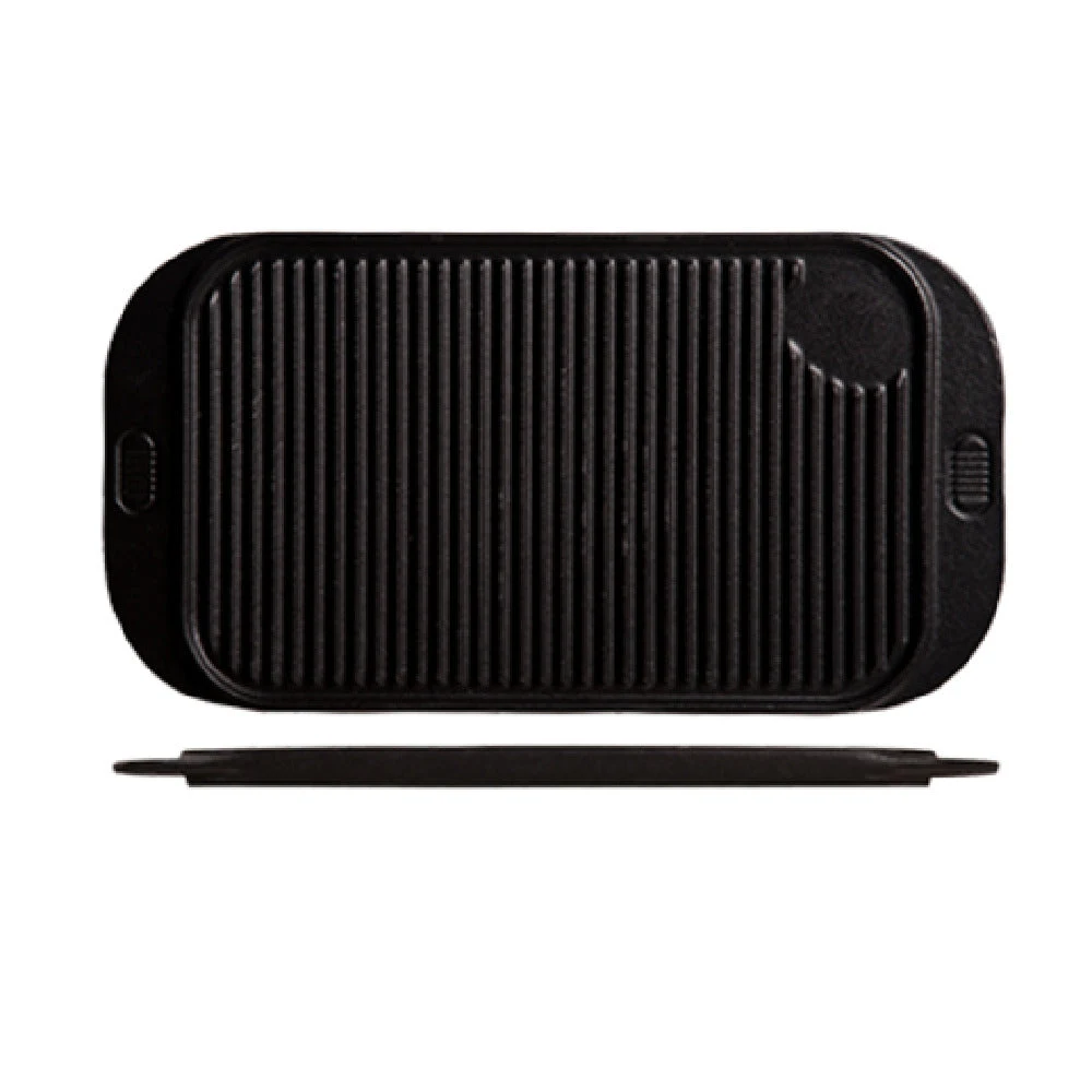 Libbey CIS-19 11-3/4 Inch Rectangular Cast Iron Tray 2-Sided Black