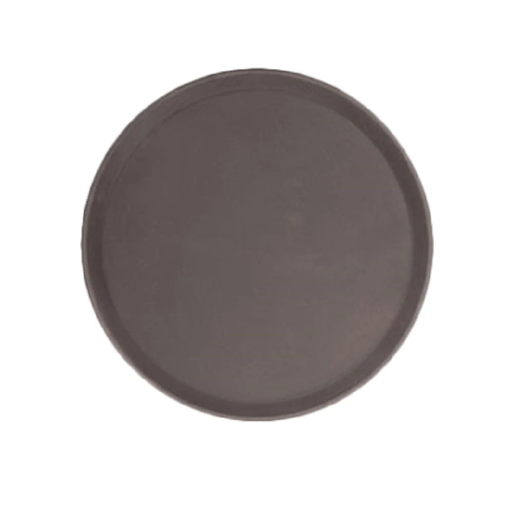 Thunder Group PLFT1100BR 11 Inch Round Serving Tray Non-Skid Heavy-Duty Fiberglass Brown