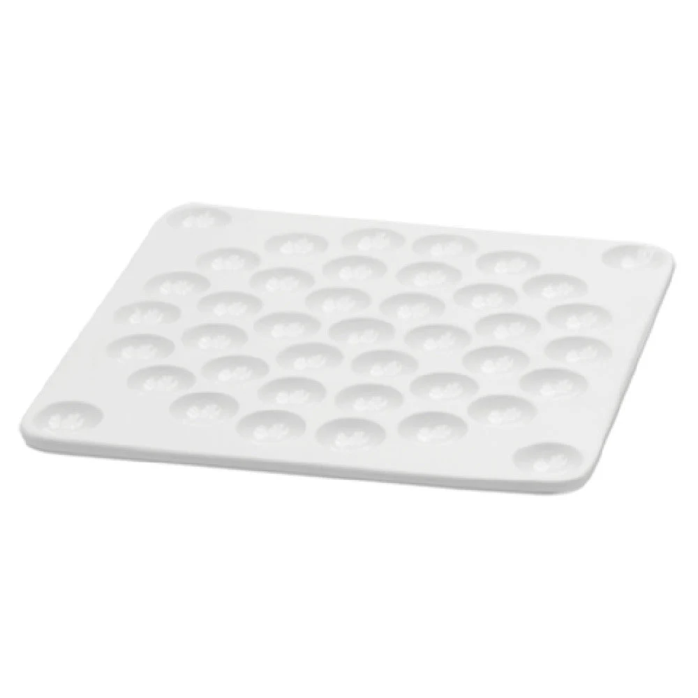 JB Prince R915 9 Inch Tasting Tray Porcelain White with 41 Half Sphere Cavities