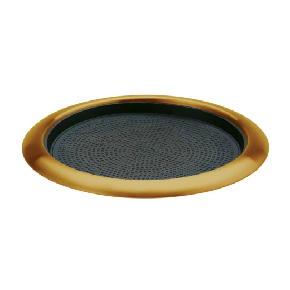 Service Ideas TR119RIVG 11 Inch Round Non-Slip Serving Tray Vintage Gold Removable Insert