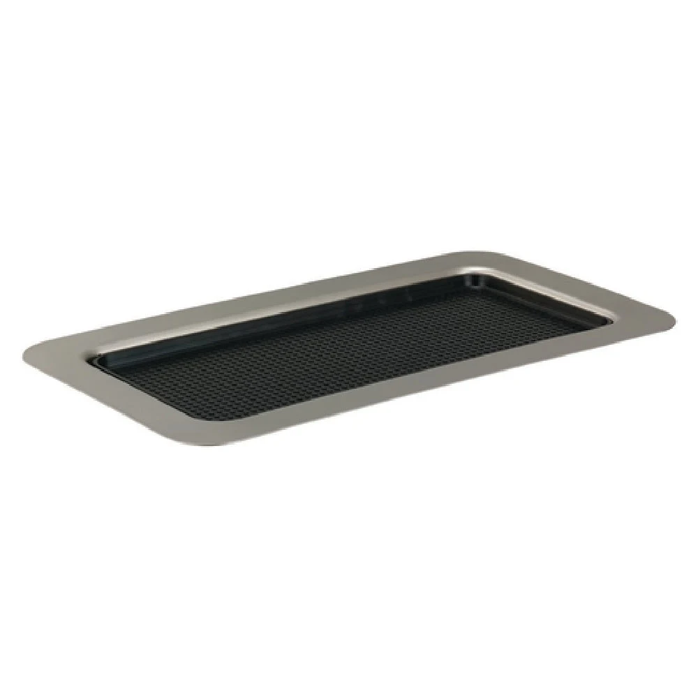 Service Ideas TR137RI 13-1/2 Inch Serving Tray with Removable Silicone Rubber Insert Stainless Steel