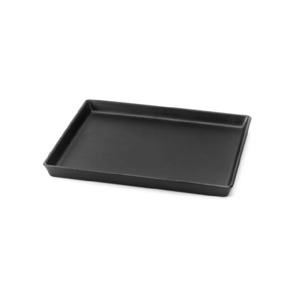 Steelite DFTRC1210LT010 12 Inch Tray Linen Black Melamine Display Tray
