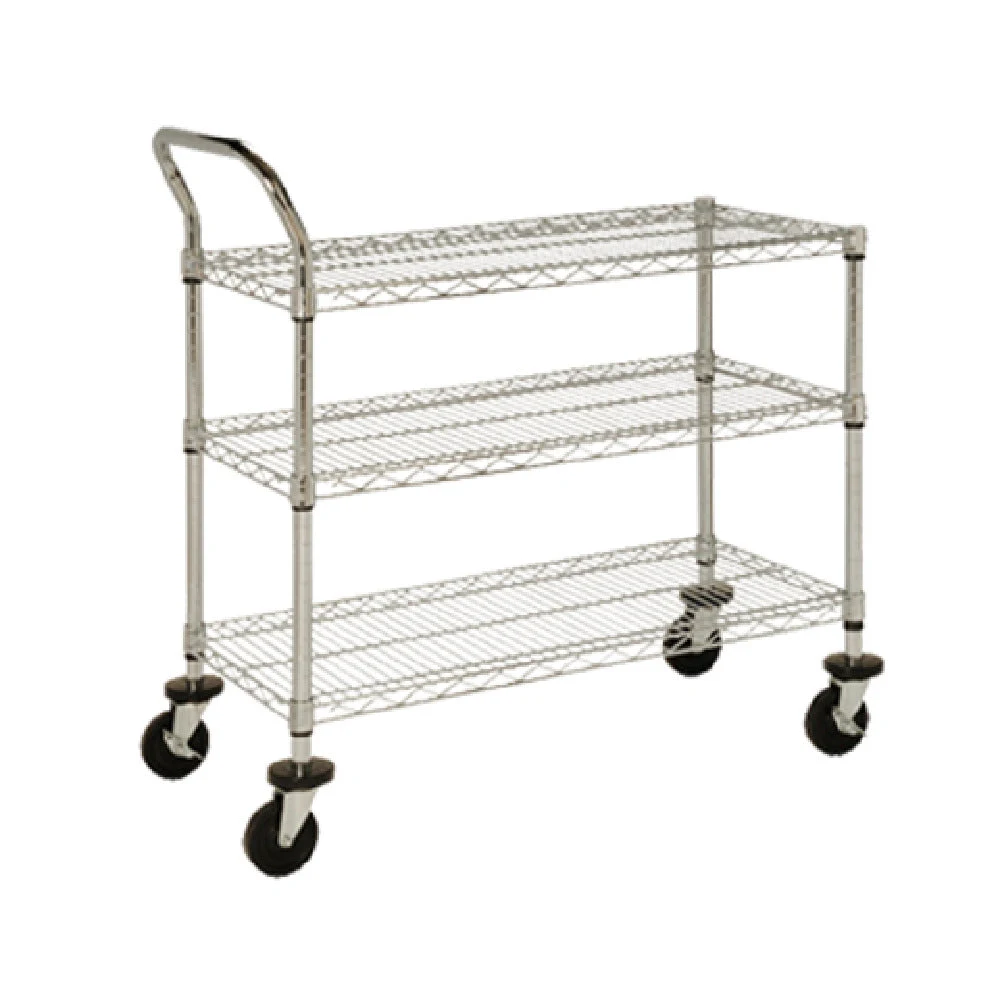 1880 Hospitality FFC18363C 18 Inch Utility Cart with 3 Wire Shelves and Casters