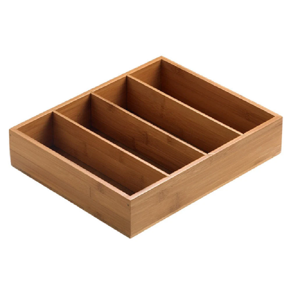 Tableware Solutions USA S0089 11-1/2 Inch Bamboo Flatware Holder 4 Compartment with Hand Wash
