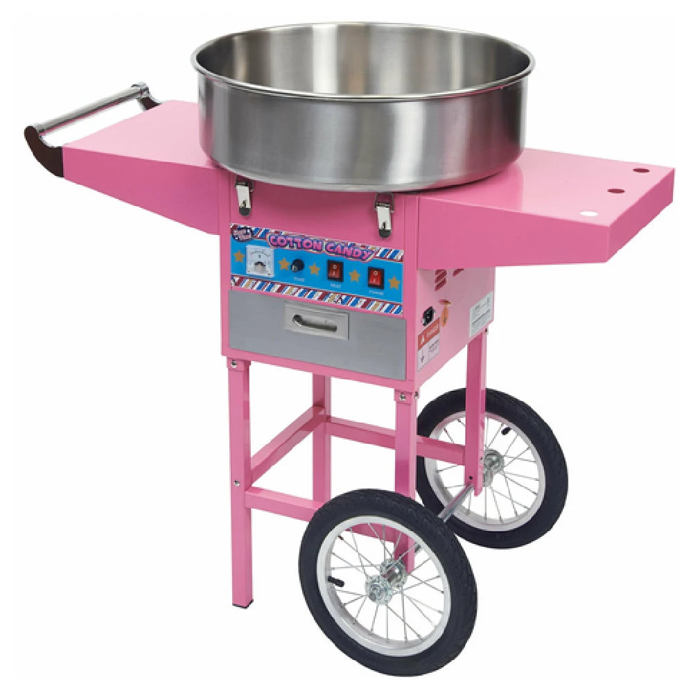 Winco CCM-28M 20-1/2 Inch Cotton Candy Machine with Cart Makes 120 Cones Per Hour