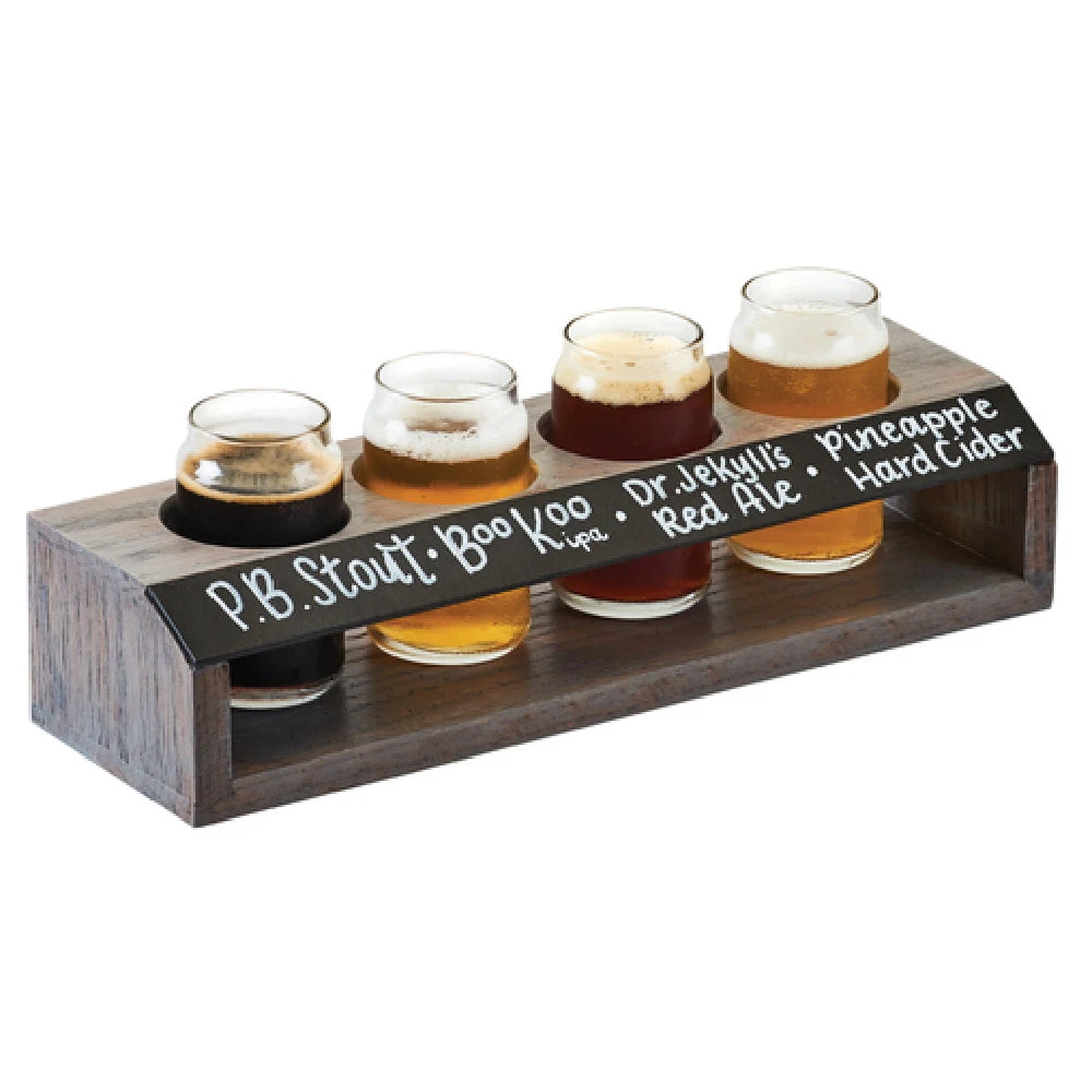Cal Mil 3824 13 Inch Beer Taster Caddy with Write On Board Oak Wood Ash Gray