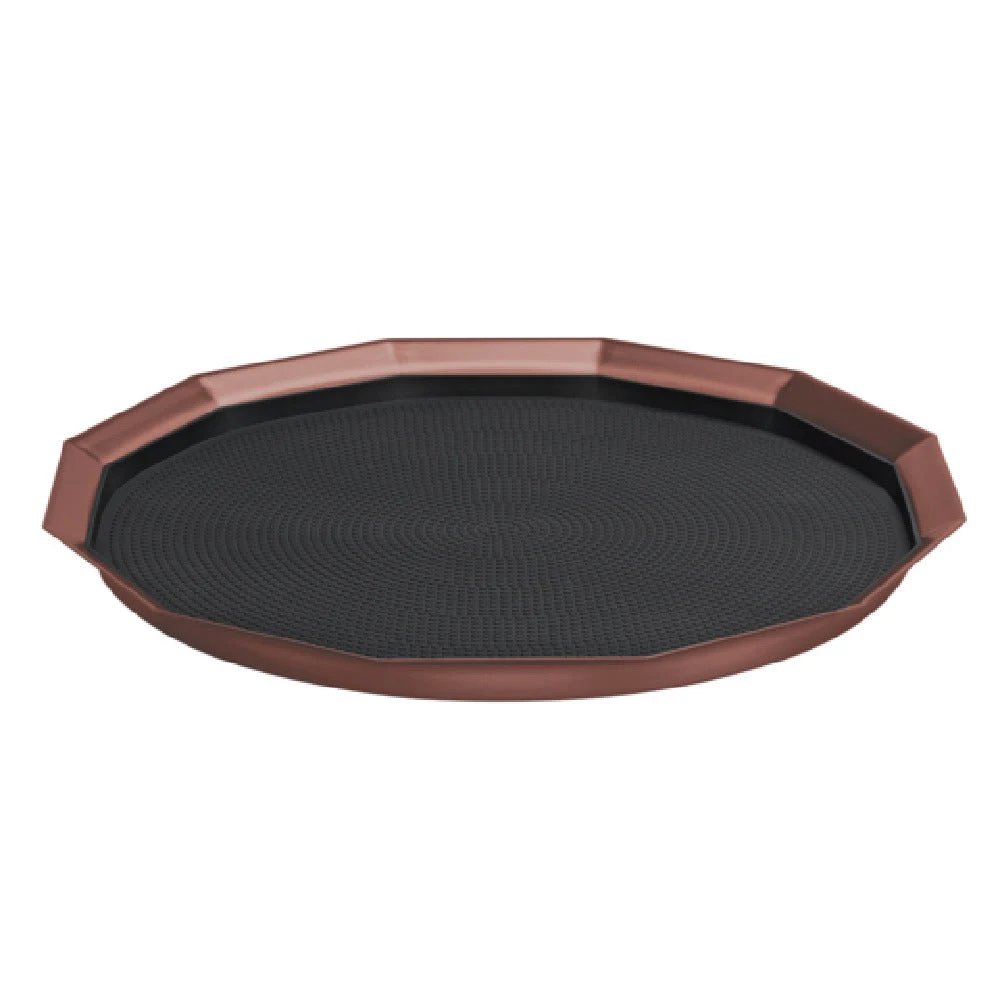 Service Ideas TRPN1614RIBSRG 16 Inch Serving Tray with Non-Slip Insert Rose Gold