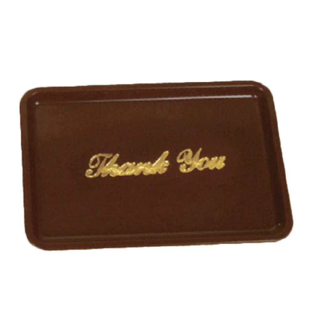 Thunder Group PLPT046BR 4-1/2 Inch x 6-1/2 Inch Tip Tray Thank You Plastic Brown