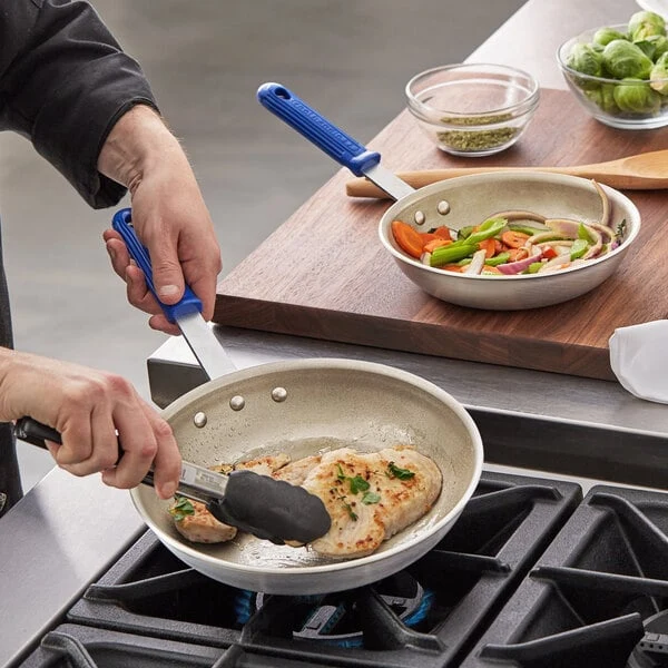 Vollrath Wear-Ever 2-Piece Aluminum Non-Stick Fry Pan Set with PowerCoat2 Coating and Blue Cool Handles - 8