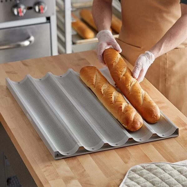 Baker's Lane 5 Loaf Glazed Aluminum Baguette / French Bread Pan - 26