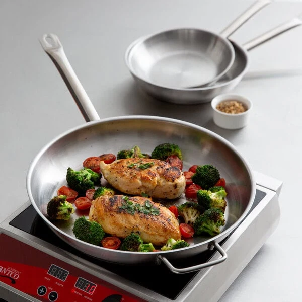 Vigor SS1 Series 3-Piece Induction Ready Stainless Steel Fry Pan Set - 8