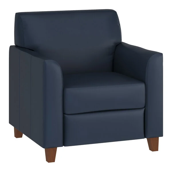 Flash Furniture Hercules Diplomat Navy LeatherSoft Chair with Wooden Feet