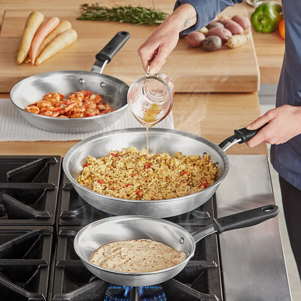 Vollrath Wear-Ever 3-Piece Aluminum Fry Pan Set with Black Silicone Handles - 8