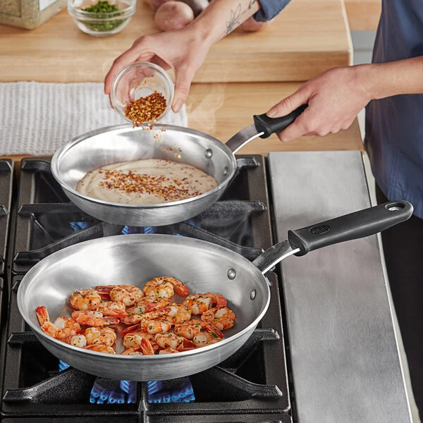Vollrath Wear-Ever 2-Piece Aluminum Fry Pan Set with Black Silicone Handles - 8