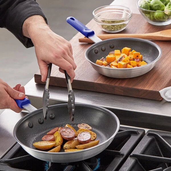 Choice 2-Piece Aluminum Non-Stick Fry Pan Set with Blue Silicone Handles - 8