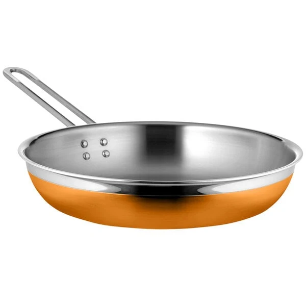 Bon Chef Country French X 2.38 Qt. Orange Stainless Steel Long Handle Saute Pan / Skillet - 71308-CF2-O