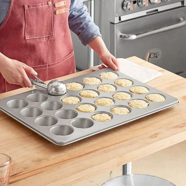 Choice 24 Cup 3.5 oz. Non-Stick Carbon Steel Muffin / Cupcake Pan - 21 1/2